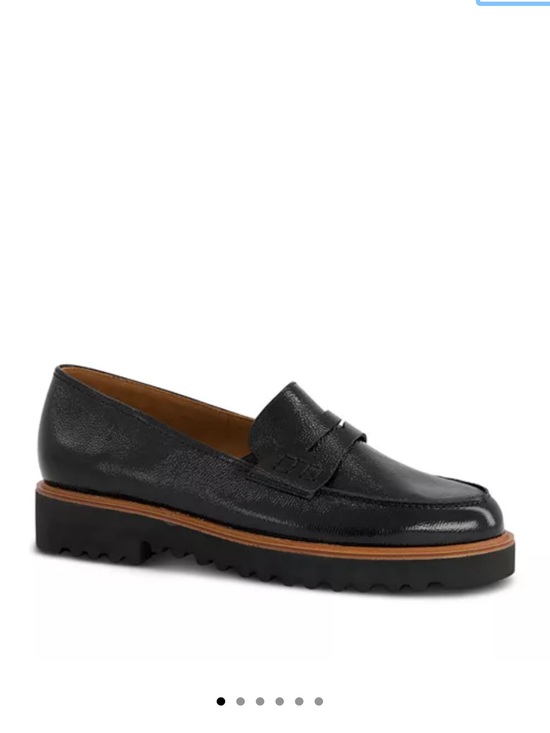 Paul Green Shoes - Paul Green Black Crinkle Patent Leather Wesley Loafers Women's Size UK 6 US 8.5